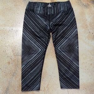 Prana Black and Gray Striped Capri Leggings Size M